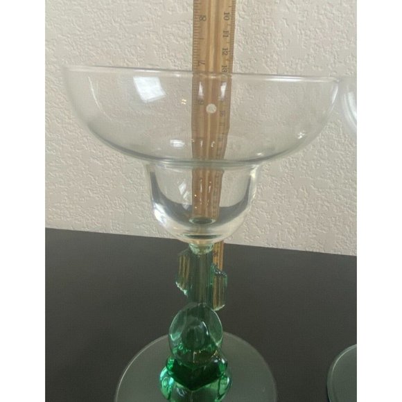Siesta Cactus Margarita Glasses Green 7" Tall Set of 2 Cocktail Glasses Sombrero - Picture 8 of 8